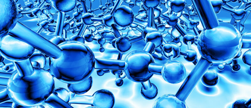 3D electric blue molecules